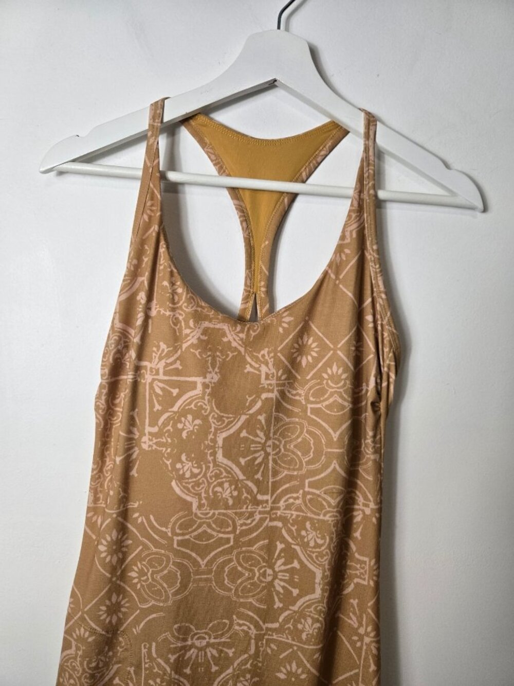 Prana Size S Opal Sleeveless V-Neck Athletic Dress Racerback Geo Toffee Print - Picture 4 of 10